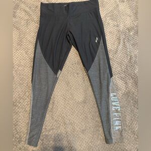 VS PINK Sequin “LOVE PINK” Yoga Leggings | Size Large | Black & Gray